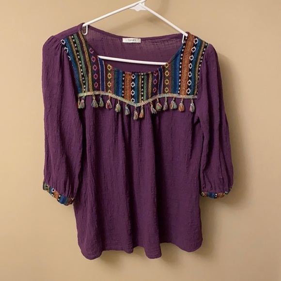 JODIFL Tops - Jodifl Boho Lace tassel top purple S/M